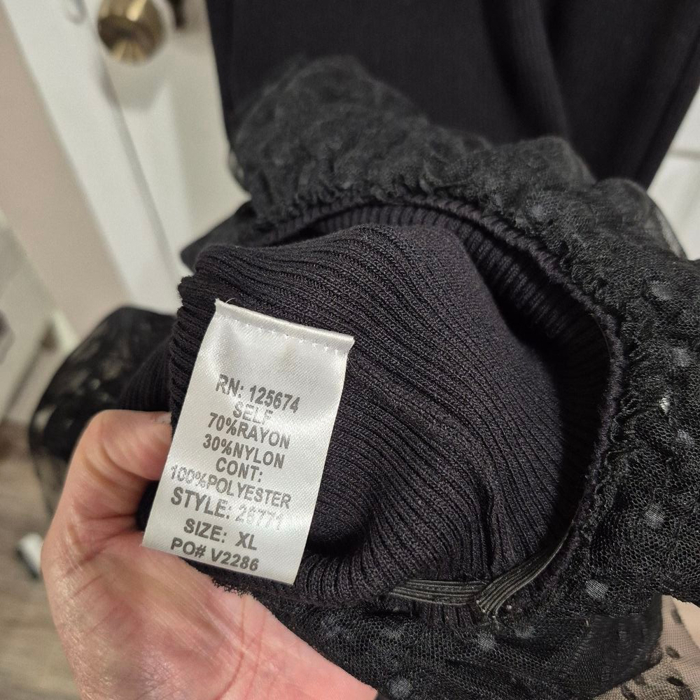 Good Time U.S.A Dress XL Black Ruffle Sleeve - Picture 6 of 9